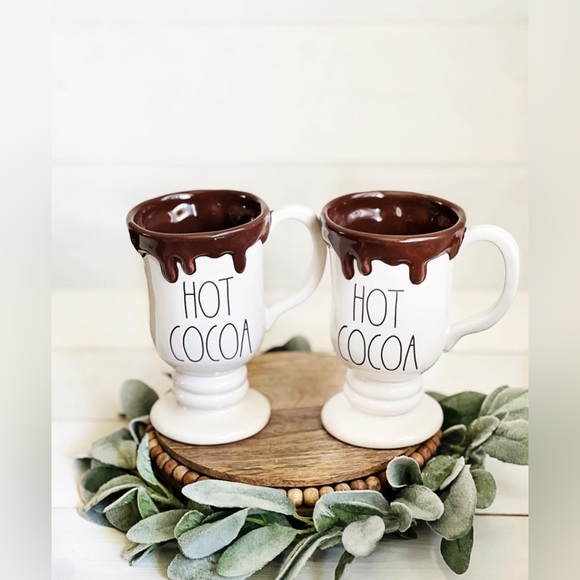 NEW Rae Dunn Hot Cocoa Mug With Chocolate Drip Coffee Christmas Set of Two - Picture 2 of 2